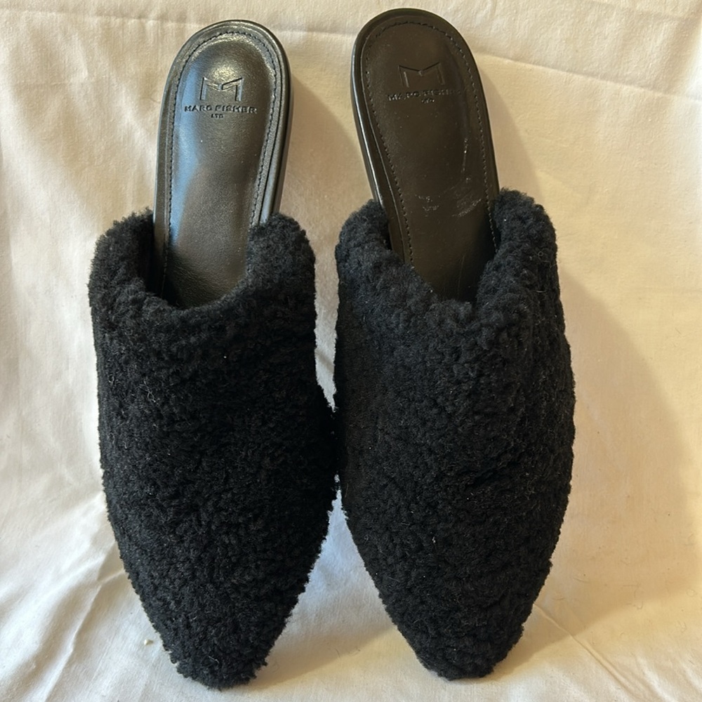 Marc Fisher LTD Womens Black Sibrinna Shearling Mules-Size 10 M NWOB - Picture 4 of 9